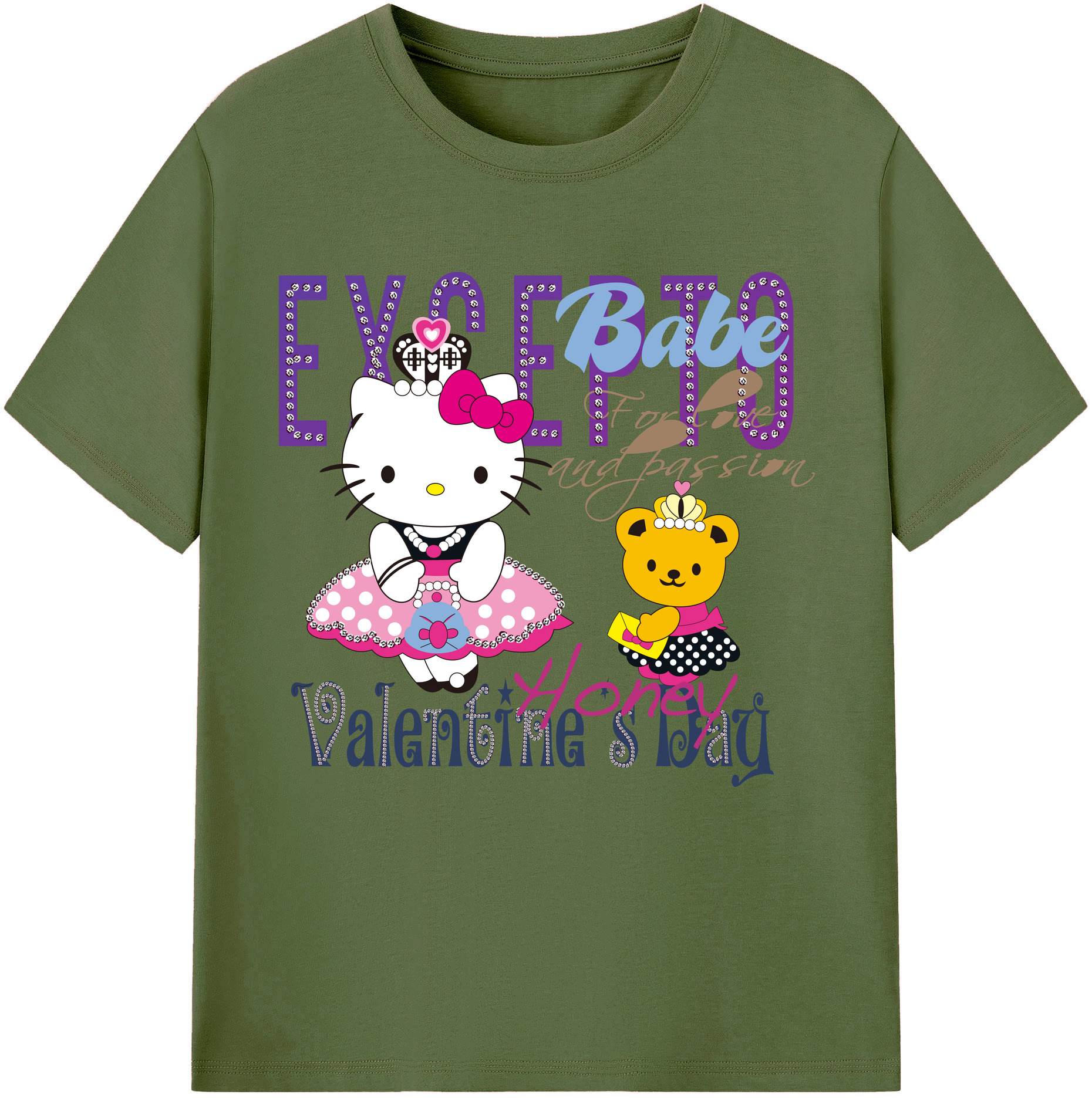 （画像用） Hello Kitty ハローキティ 綿100％半袖Tシャツ（フロントプリント）